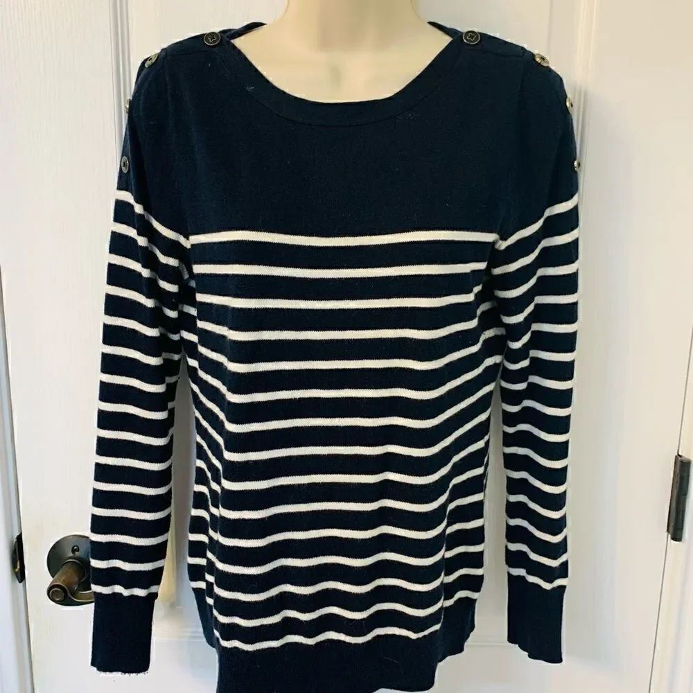 Banana Republic Navy & White Stripe Angora Blend Sweater! ❤️